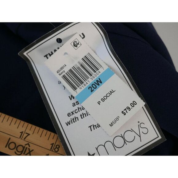 B Darlin Plus Size Tiered Navy Dress | 20W | Notched Neck | A-Line | Lined - Picture 7 of 7